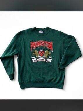Hanes Dark Green Princeton Crest Crewneck Sweatshirt